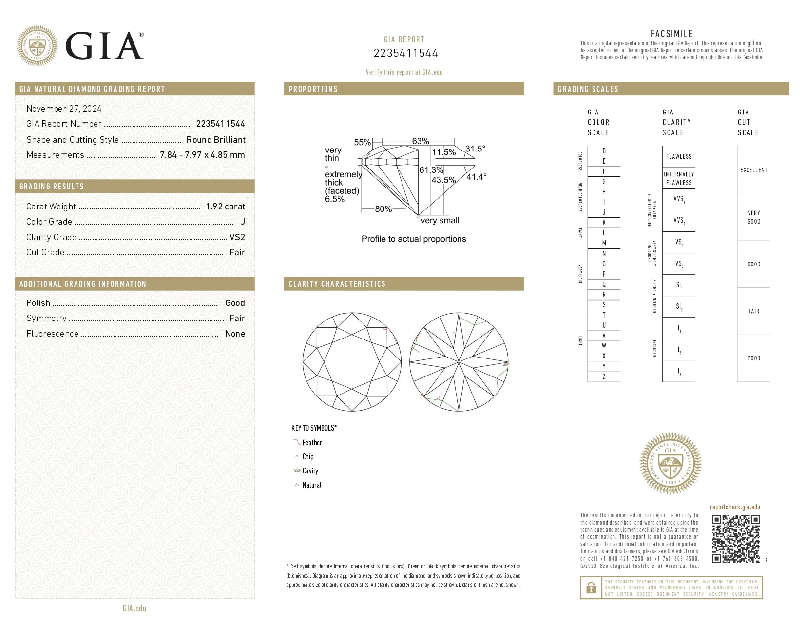 2.47ctw Round Diamond Engagement Ring Platinum Size 6.25 GIA Cathedral Band