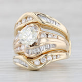 Light Gray 1.95ctw Round Diamond Engagement Ring Wedding Band Jacket Set 14k Yellow Gold