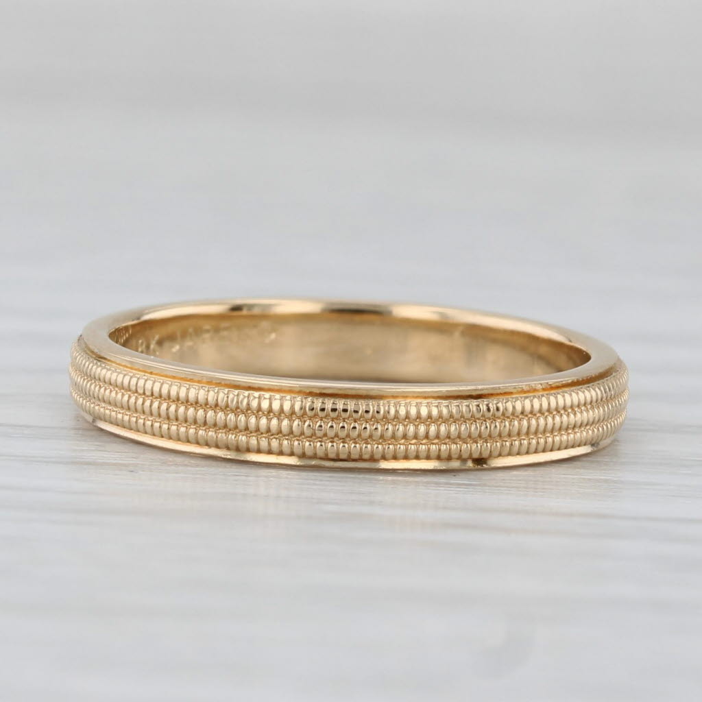 Light Gray Vintage Jabel Band 18k Yellow Gold Wedding Ring Stackable Size 6-6.25