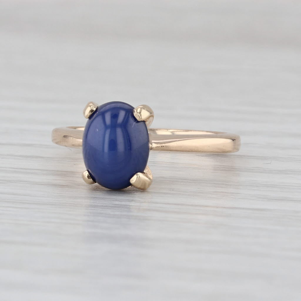 Linde Lab Created Star Sapphire Ring 14k Yellow Gold Size 5.75 Oval Cabochon