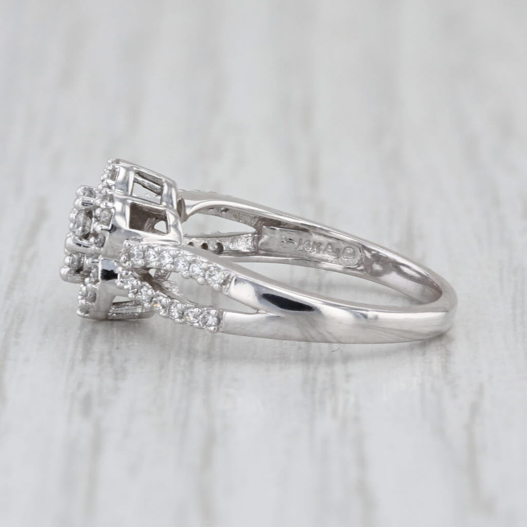 0.33ctw Diamond Cluster Engagement Ring 14k White Gold Size 5
