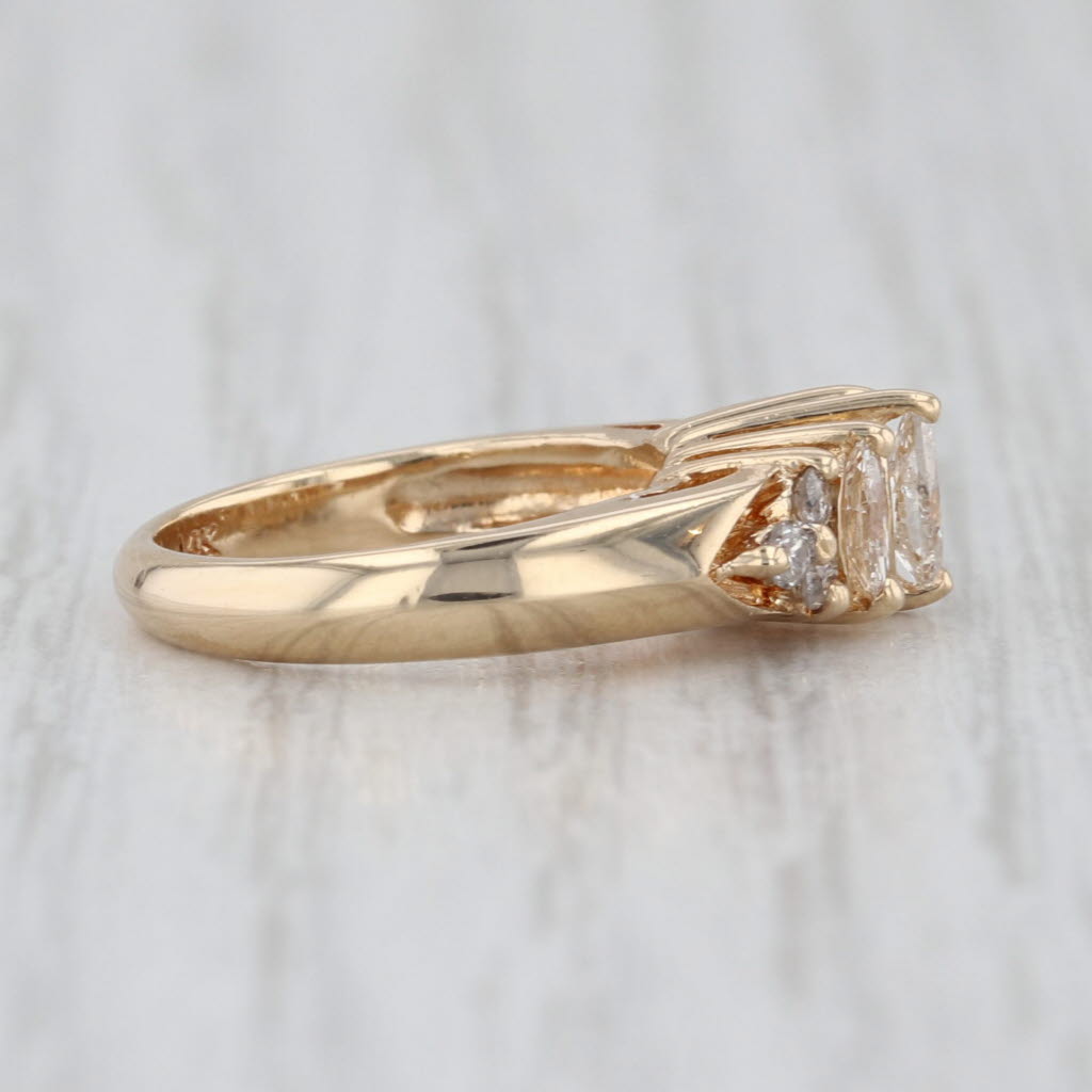 0.46ctw 3-Stone Marquise Diamond Ring 14k Yellow Gold Small Size 1.5
