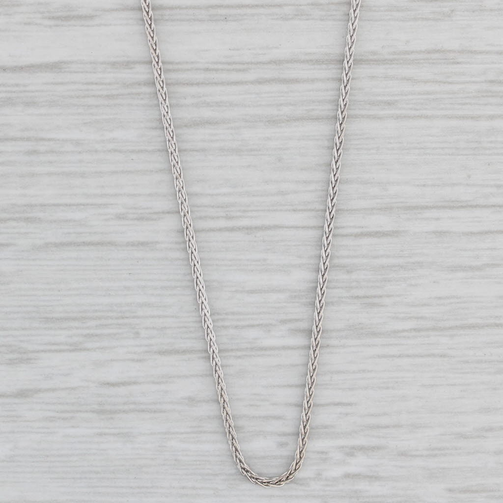 Gray Wheat Chain Necklace 14k White Gold 24" 1mm