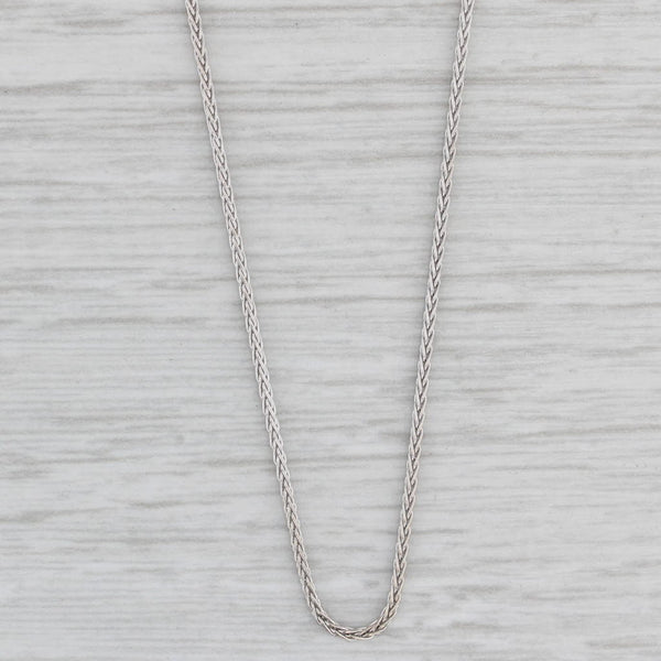Gray Wheat Chain Necklace 14k White Gold 24" 1mm