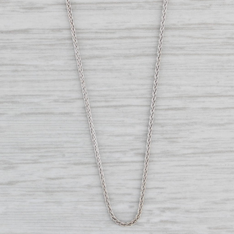 Wheat Chain Necklace 14k White Gold 24" 1mm