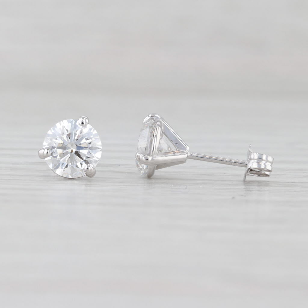 Light Gray New 2.06ctw Round Lab Created Diamond Stud Earrings 14k White Gold VS1 IGI