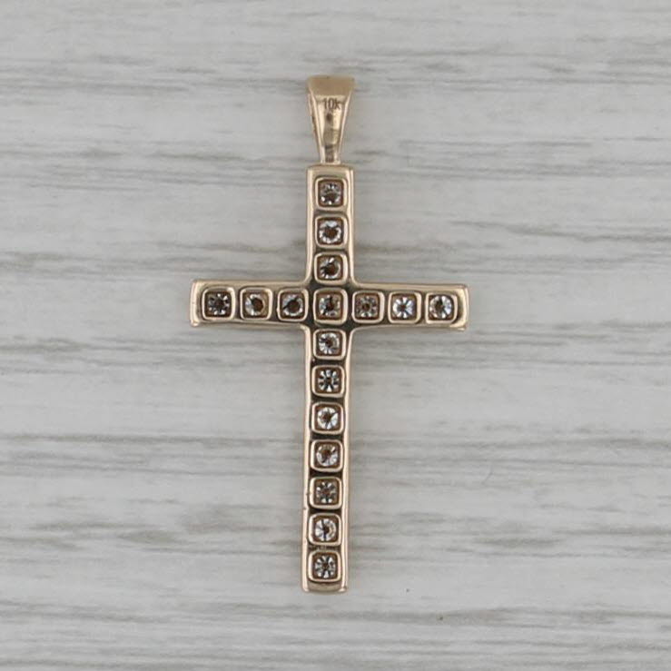 0.78ctw Diamond Cross Pendant 10k Yellow Gold