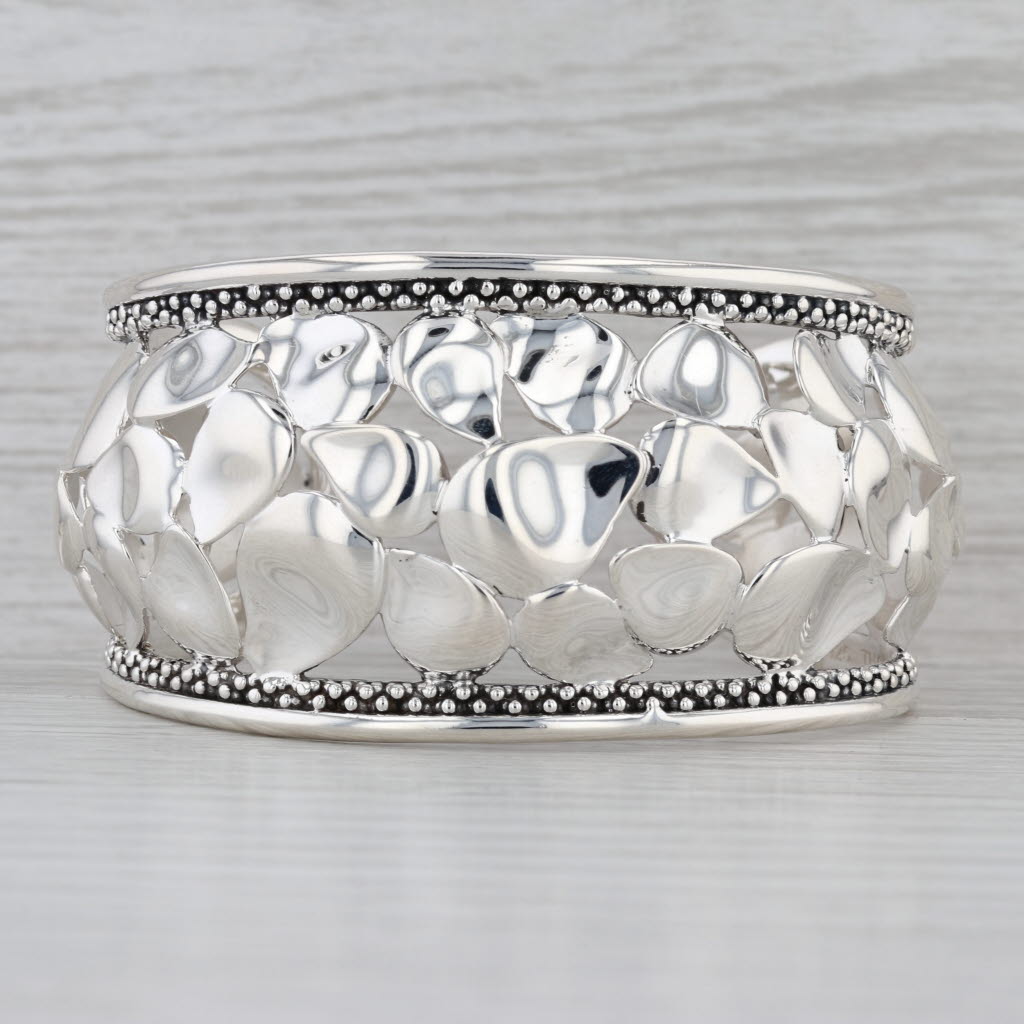 Michael Dawkins Flower Petals Cuff Bracelet Sterling Silver Statement 7.5"