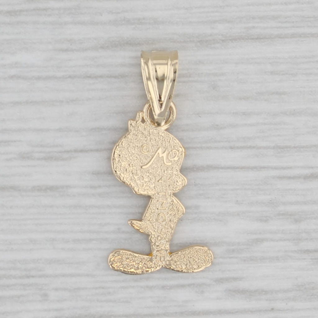 Gray Tweety Bird Pendant 14k Yellow Gold Enamel Warner Brothers Cartoon Collectible