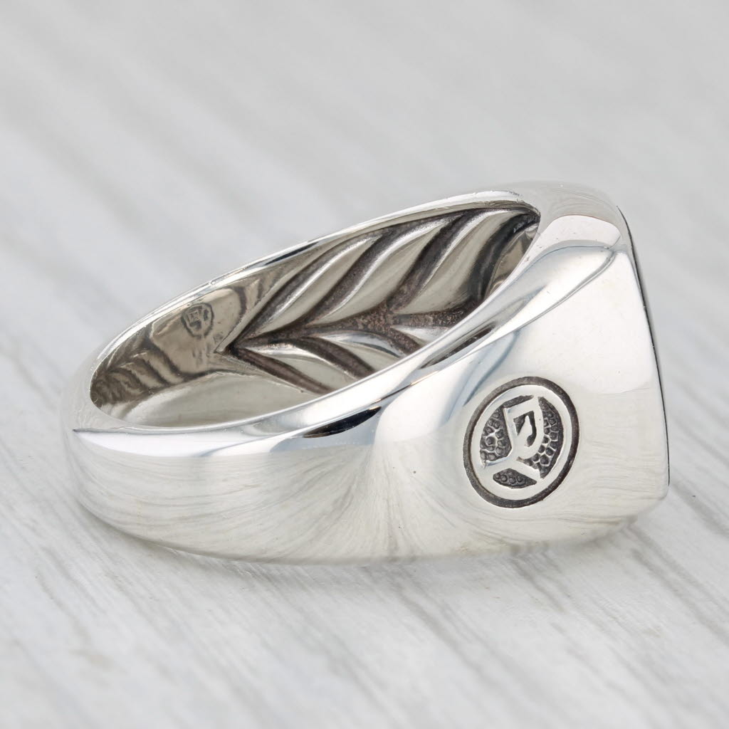 Light Gray David Yurman Onyx Solitaire Signet Ring Sterling Silver Size 9.75 Men's