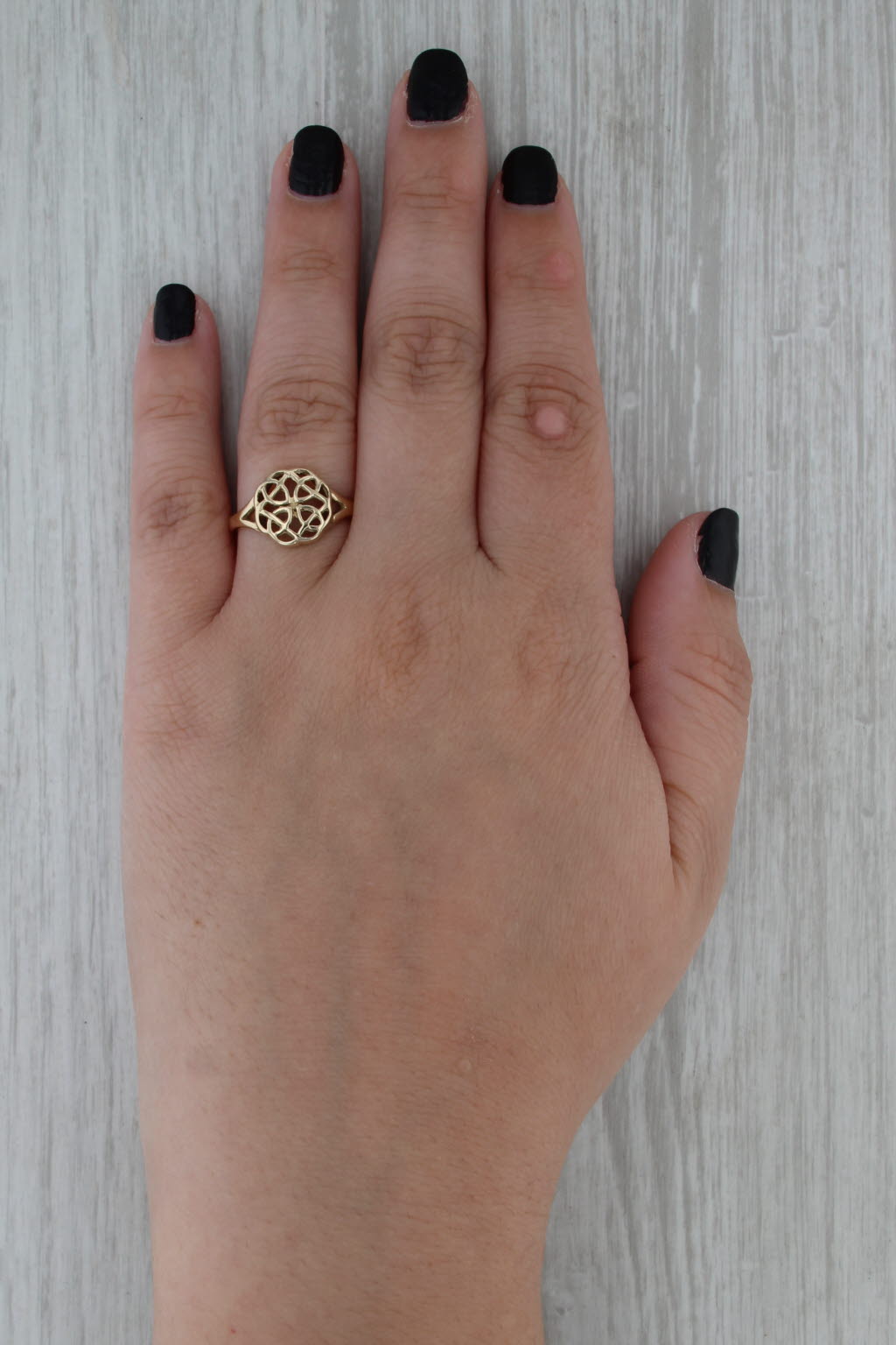 Vintage Celtic Knot Ring 9k Yellow Gold Size 8.25 British Hallmarks