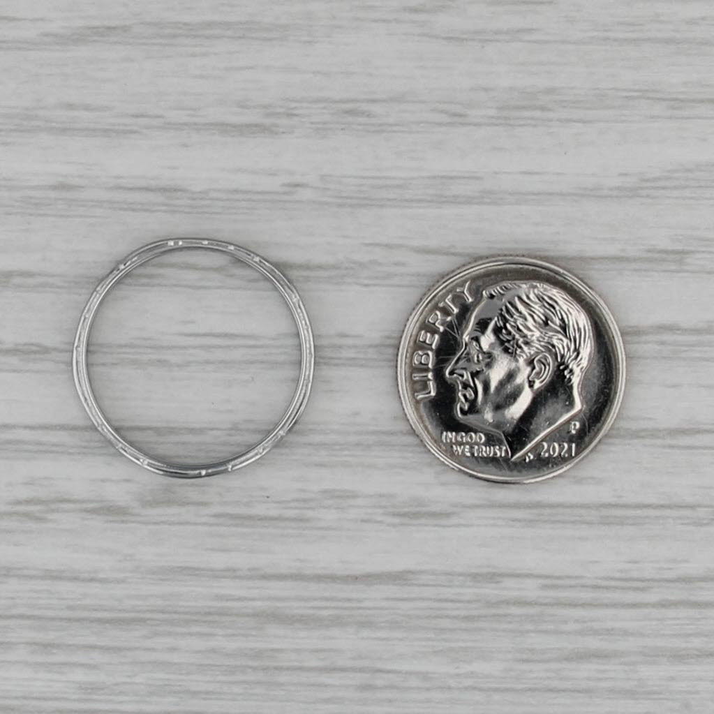 Art Deco Floral Engraved Wedding Band 18k White Gold Stackable Ring Size 6