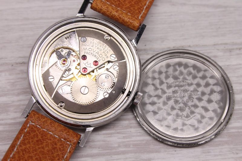 Gray Vintage 1960's Movado Sub Sea 34mm Steel Manual Watch ref.733 c.346 Rare Dial