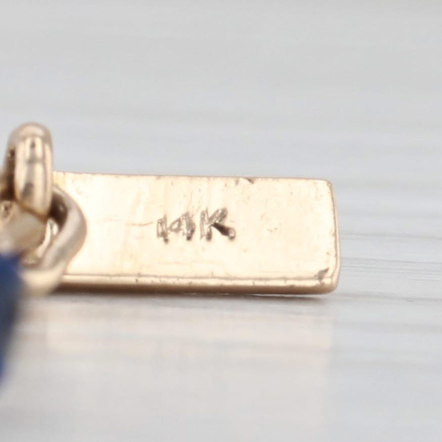 Vintage Lapis Lazuli Cufflinks 14k Yellow Gold Blue Stone Bar Men's Accessory