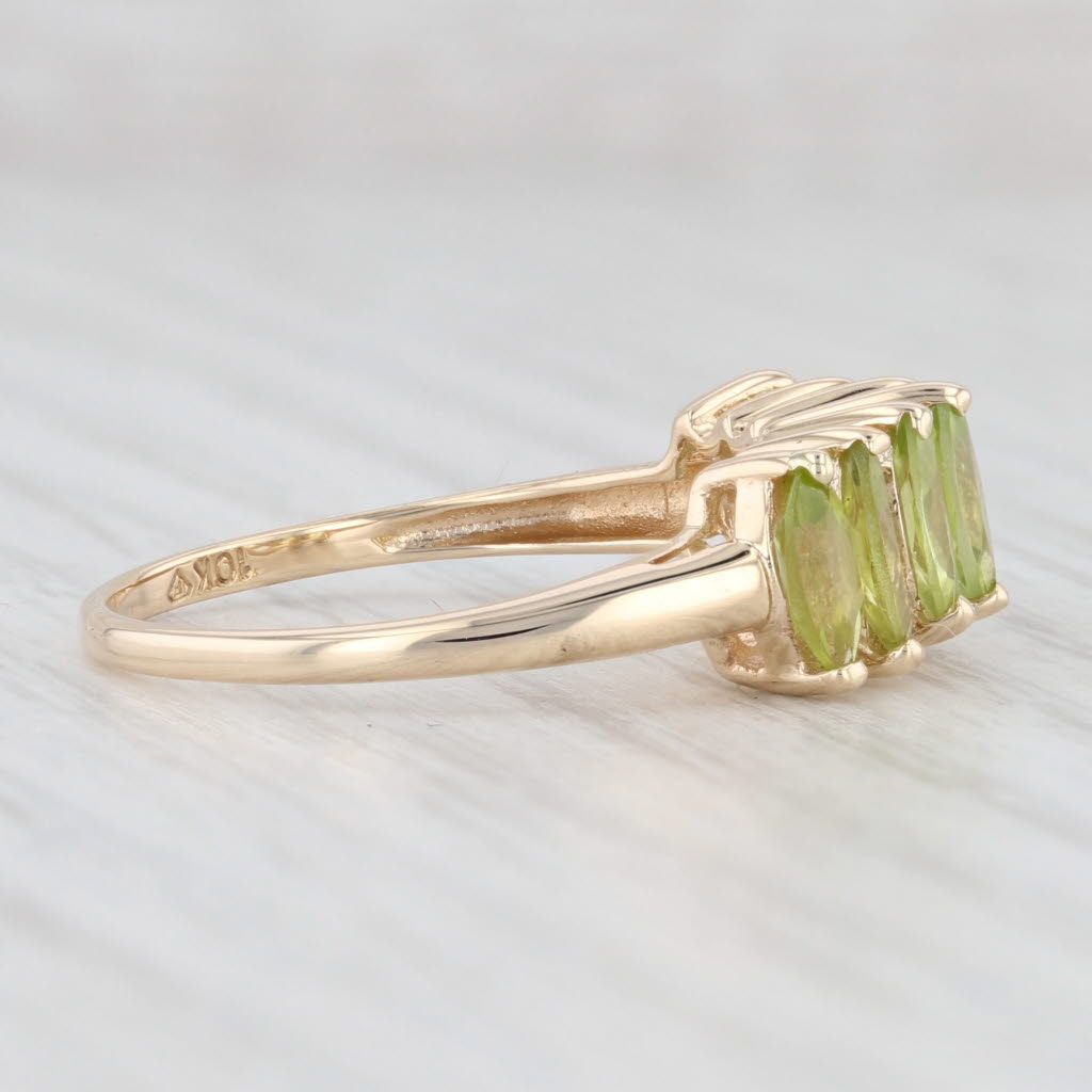 Light Gray 2ctw Tiered Marquise Peridot Ring 10k Yellow Gold Size 9