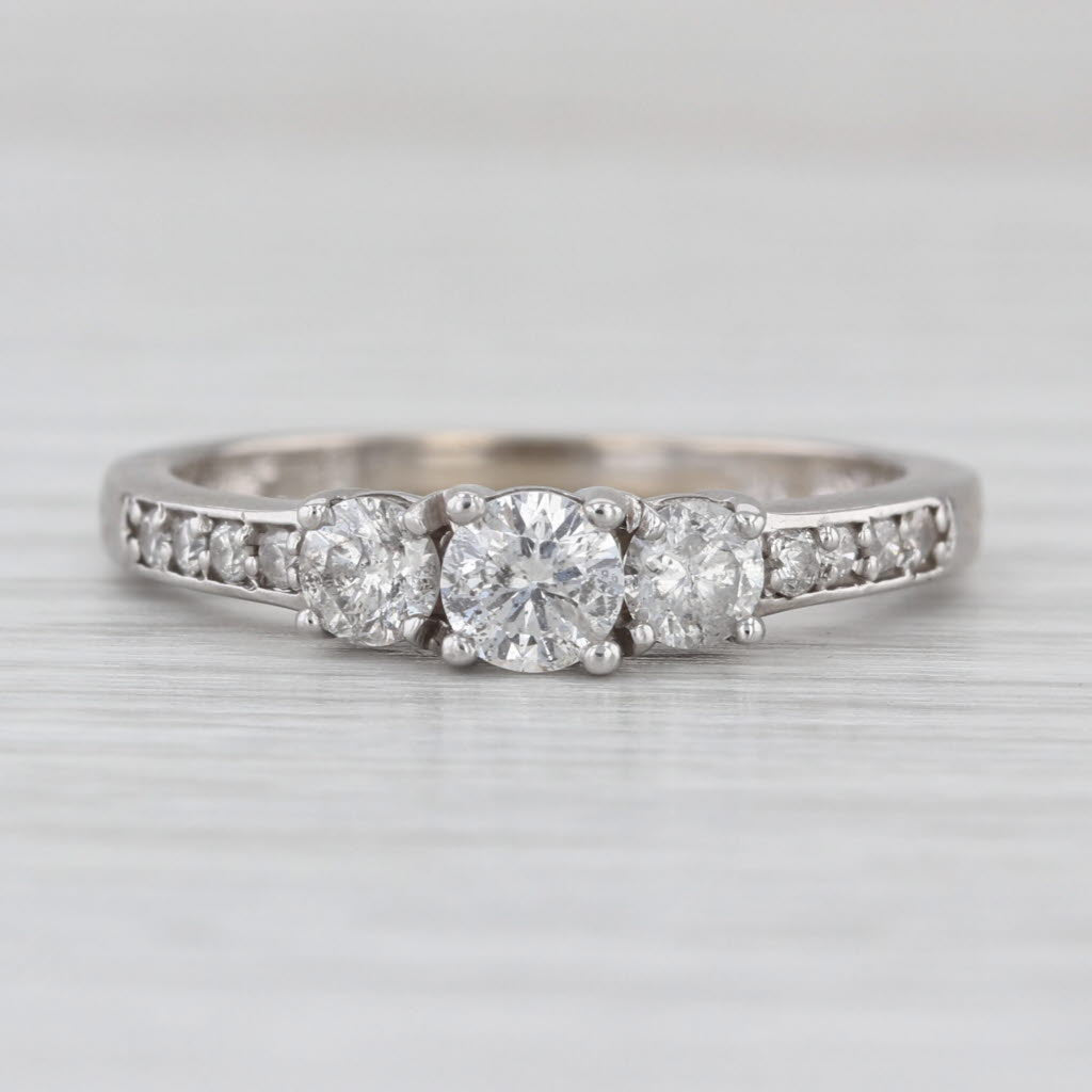 0.81ctw Diamond 3-Stone Engagement Ring 14k White Gold Size 9.25 Ring