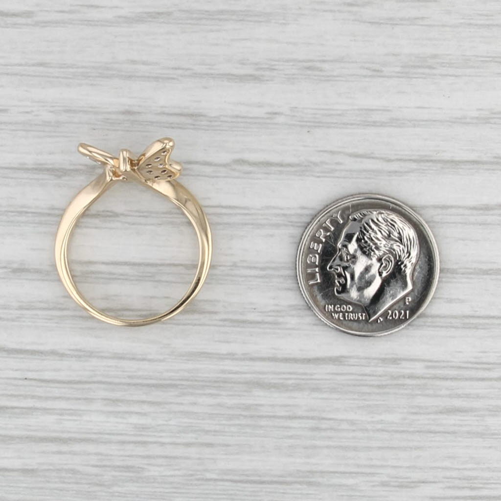 0.15ctw Diamond Butterfly Bypass Ring 14k Yellow Gold Size 5.5