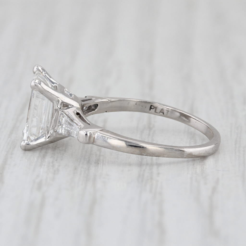 2.32ctw GIA Emerald Cut Diamond Engagement Ring Platinum Size 6.25