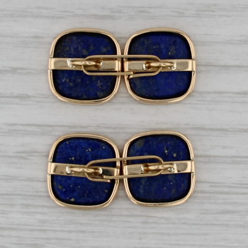 Vintage Lapis Lazuli Cufflinks 18k Yellow Gold Blue Stone