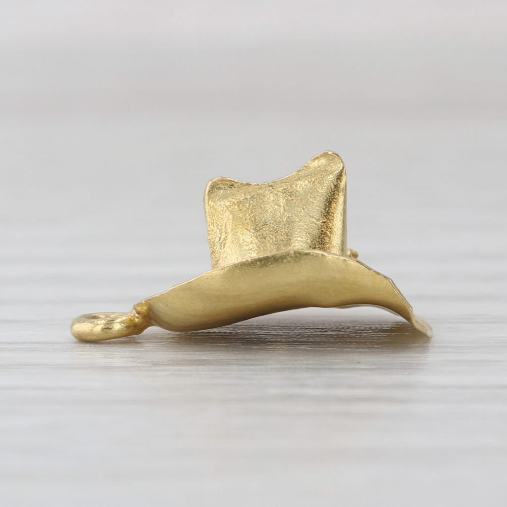 Cowboy Hat Charm 18k Yellow Gold Vintage Western Pendant