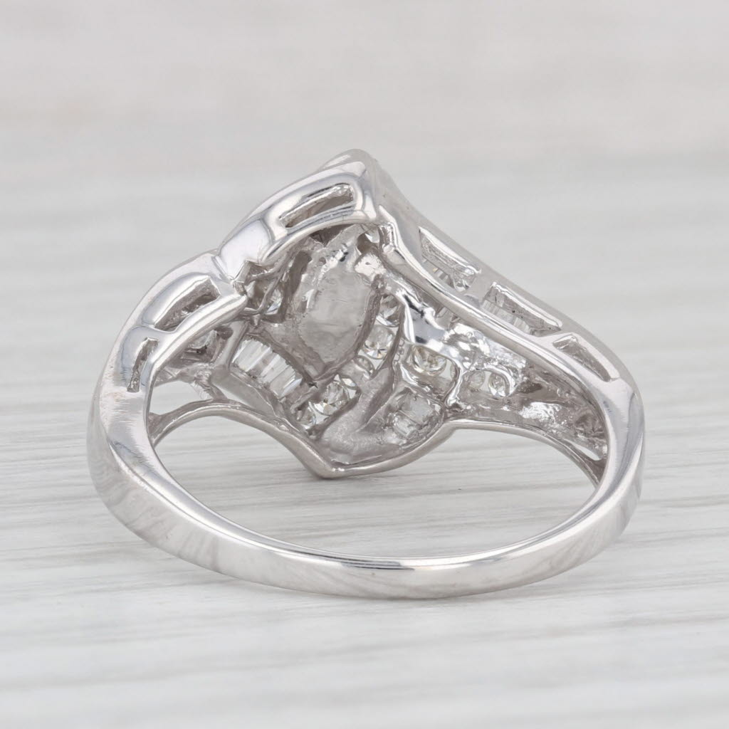 Light Gray 0.70ctw Diamond Cluster Engagement Ring 10k White Gold Size 9