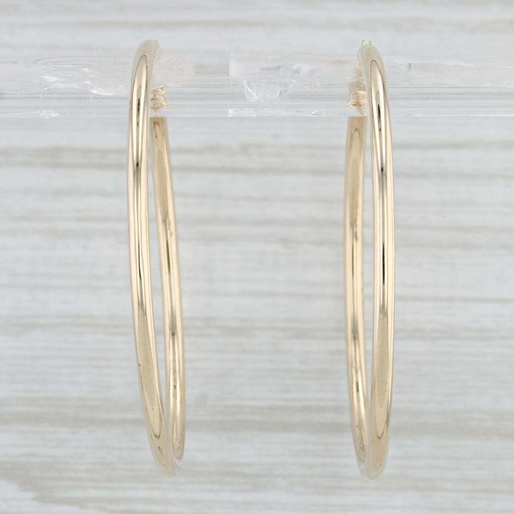 Light Gray Round Hoop Earrings 14k Yellow Gold Snap Top Pierced Hoops