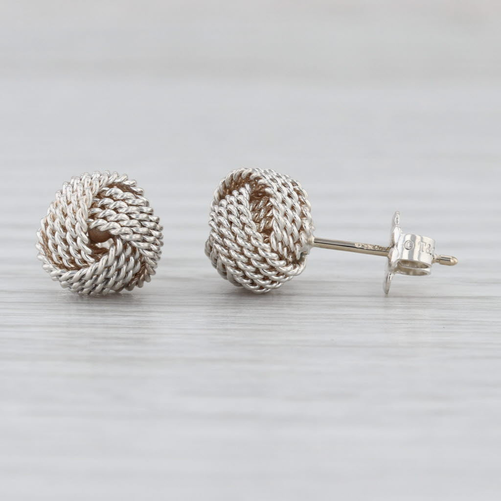 Tiffany & Co Love Knot Stud Earrings w/ Box Pouch Sterling Silver Studs