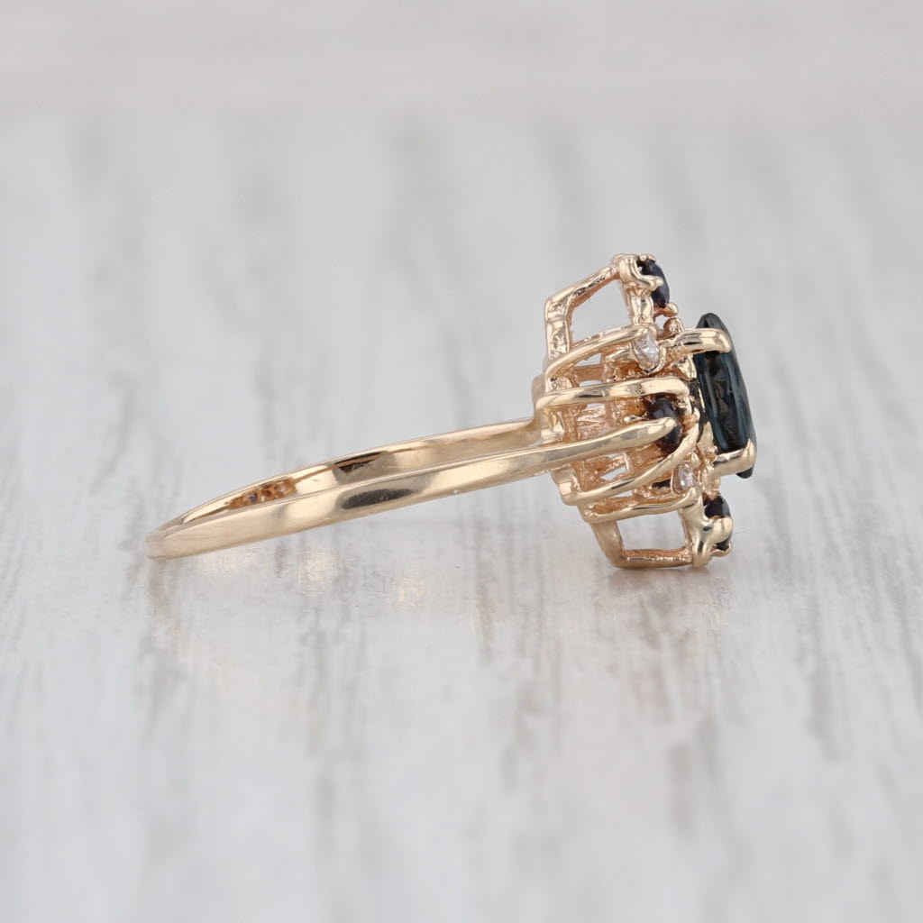 0.54ctw Sapphire Diamond Ring 14k Yellow Gold Size 4.75 Marquise Cocktail