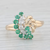 Light Gray 0.57ctw Emerald Diamond Cluster Ring 14k Yellow Gold Size 8.25