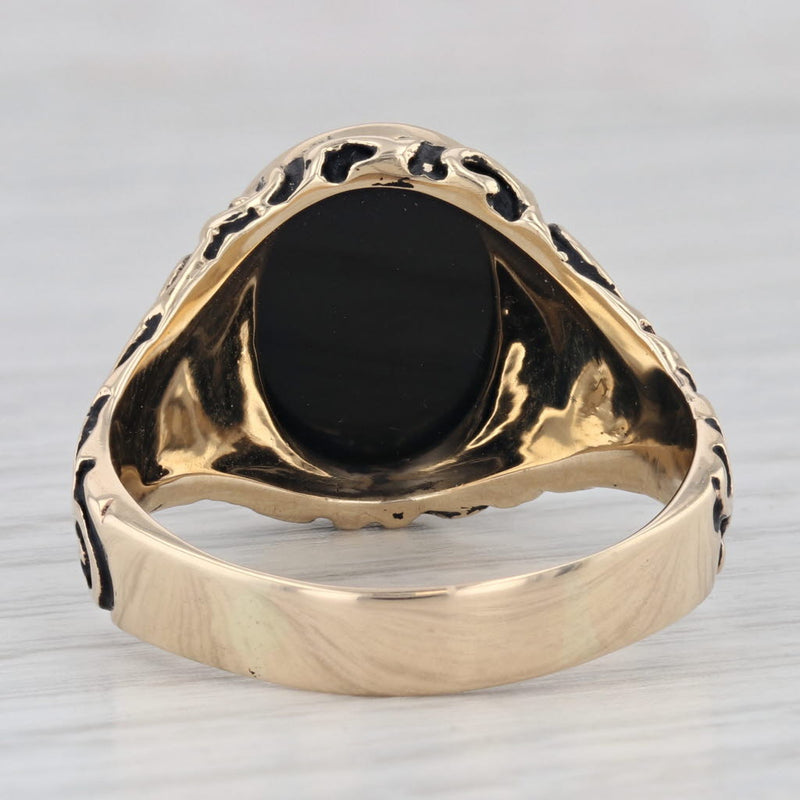 ornate Onyx Men's Ring 10k Yellow Gold Size 13.5 Vintage
