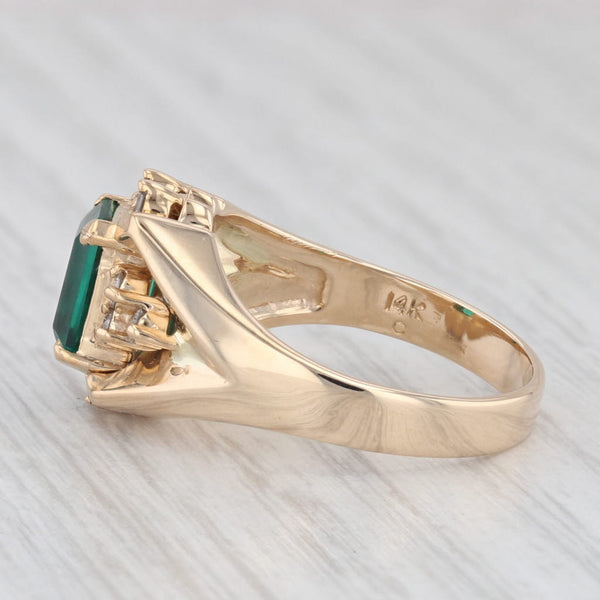 1.85ctw Lab Created Emerald Diamond Ring 14k Yellow Gold Size 7.75