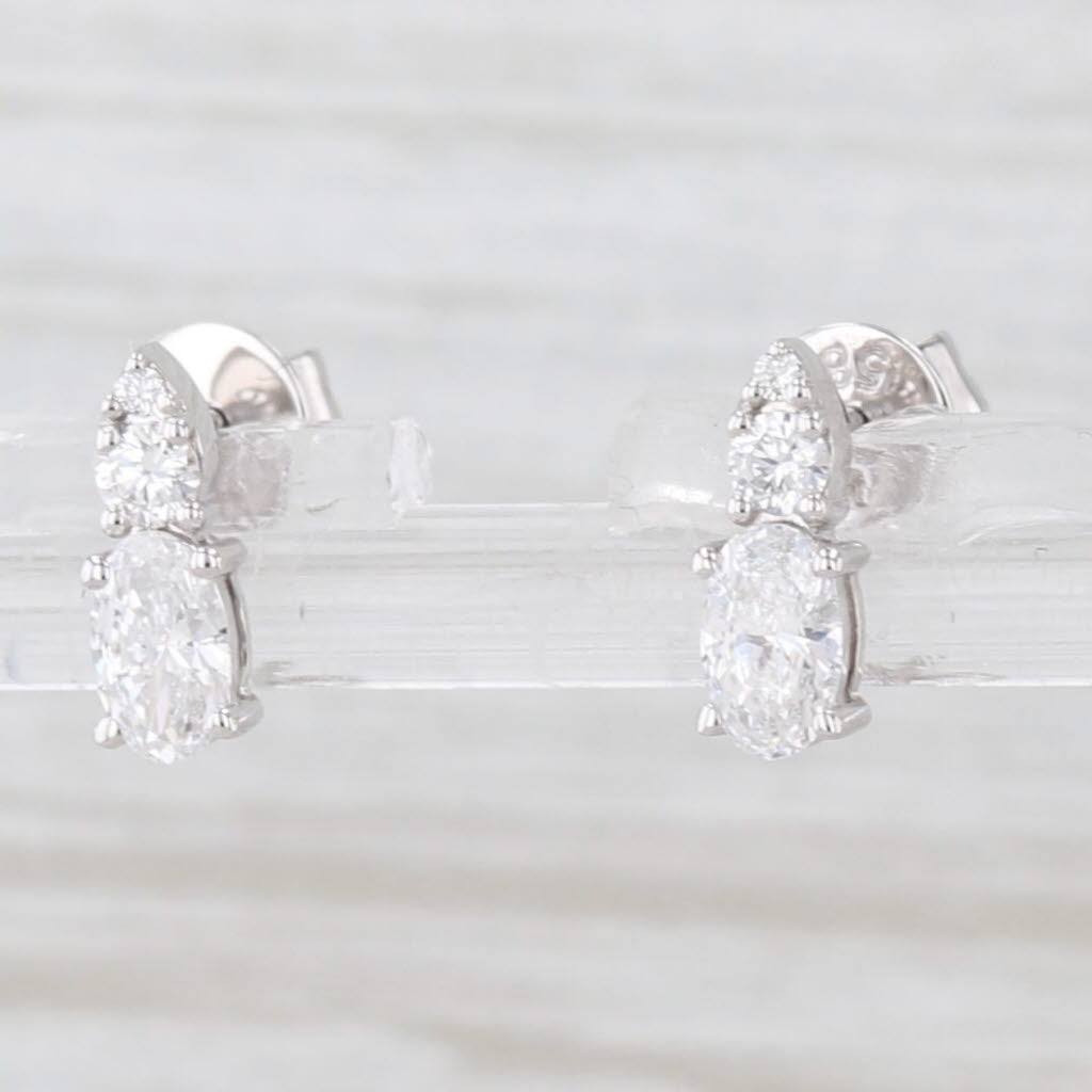 Light Gray New 0.48ctw Lab Grown Diamond Stud Earrings 14k White Gold Small Studs