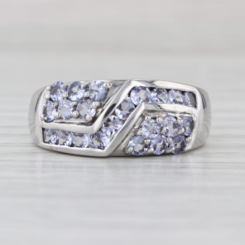 1.30ctw Tanzanite Cluster Ring 10k White Gold Size 8