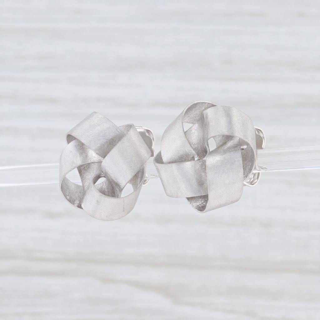 New Bastian Inverun Brushed Knot Earrings Sterling Silver 12892