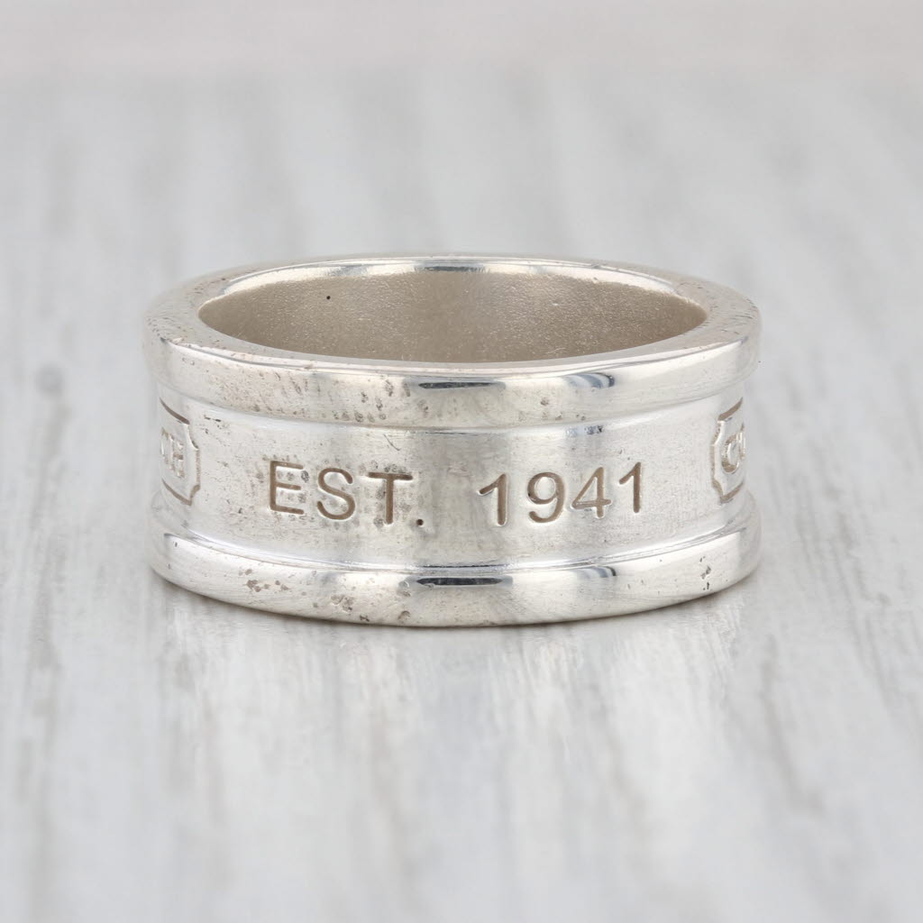 Coach Classic Wide Band Sterling Silver Ring Size 8.25