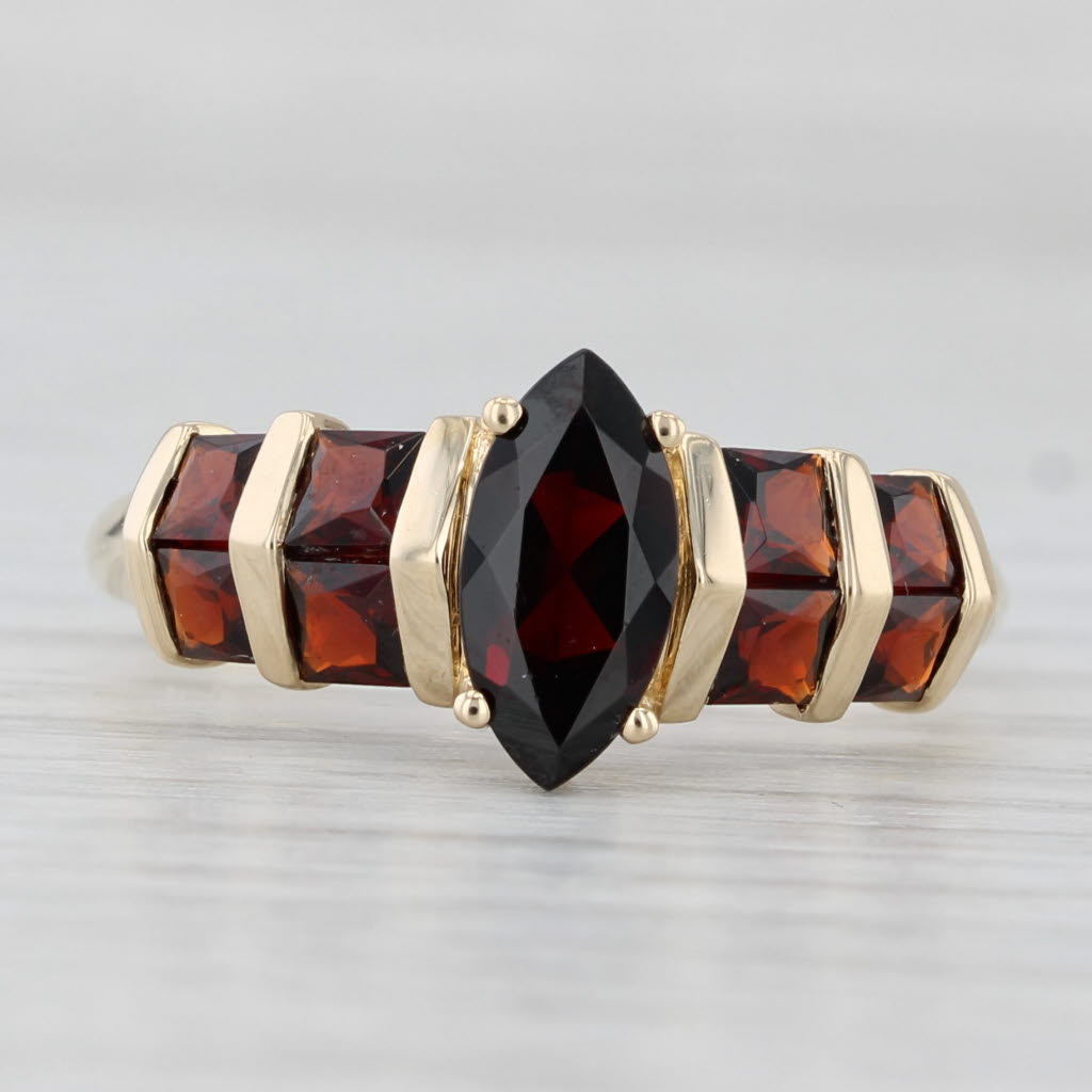 Light Gray 2.90ctw Marquise Garnet Ring 14k Yellow Gold Size 9.25