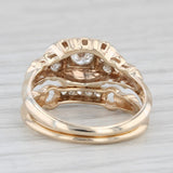 Vintage 0.28ctw Diamond Engagement Ring Wedding Band Bridal Set 14k Yellow Gold