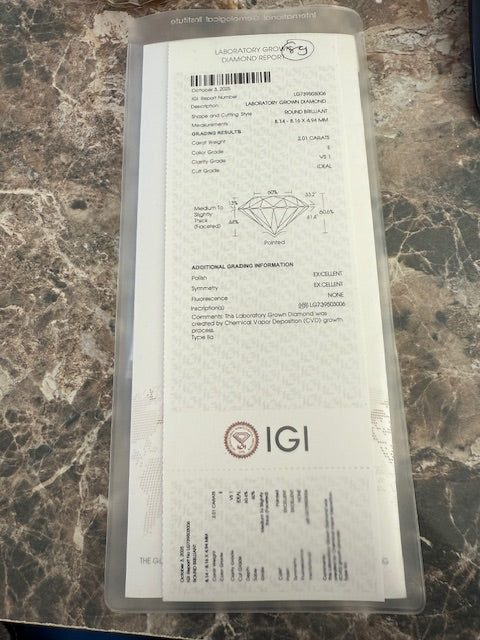 2.11ctw Lab Grown Round Diamond Halo Ring 14k Yellow Gold Size 6.5 IGI