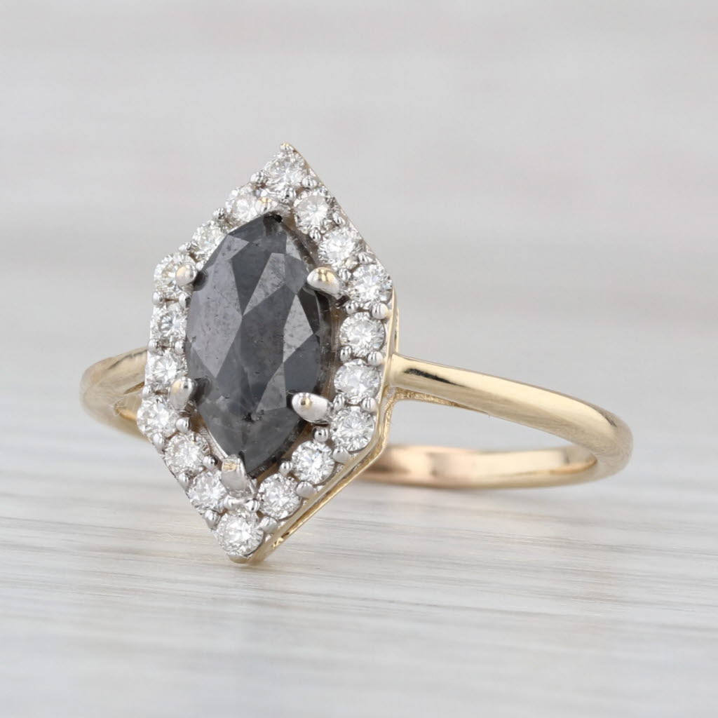 1.26ctw Galaxy Diamond Halo Ring 14k Yellow Gold Size 9.75 Engagement