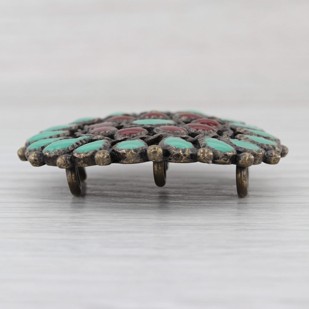 Vintage Pendant Button Medallion Mixed Metal Resin Vintage Southwestern