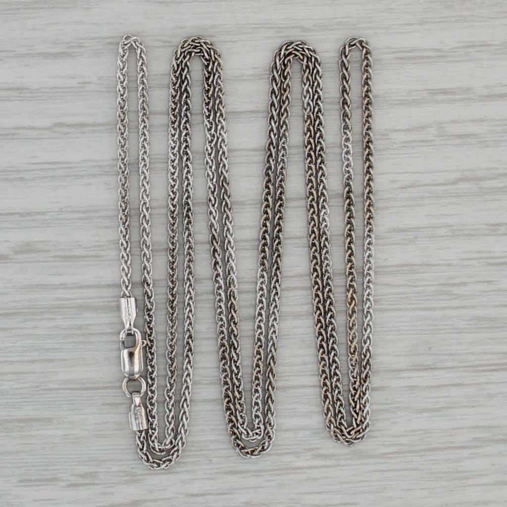 Wheat Chain Necklace 29.75" 1.4mm 14k White Gold
