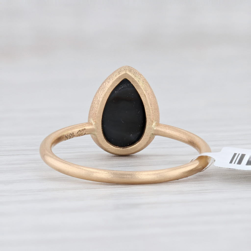 New Nina Nguyen Ring Black Druzy Quartz Adorn Petite 18k Gold Sz 6.75 Solitaire
