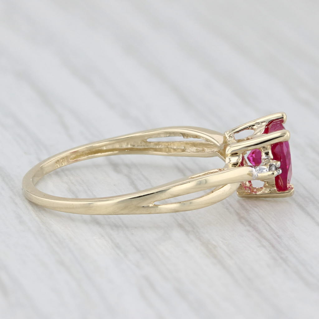 Light Gray Lab Created Ruby Heart Diamond Ring 10k Yellow Gold Size 7.25