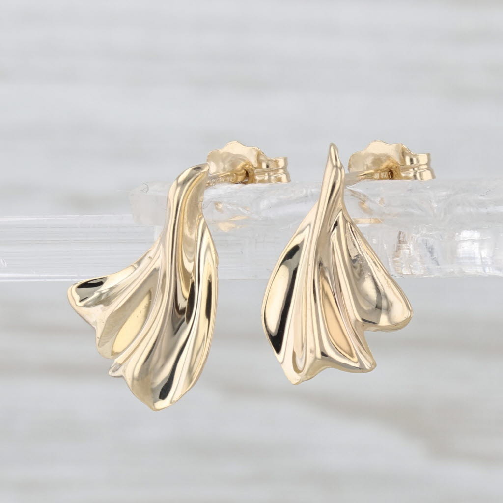 Beveled Drop Stud Earrings 14k Yellow Gold Studs