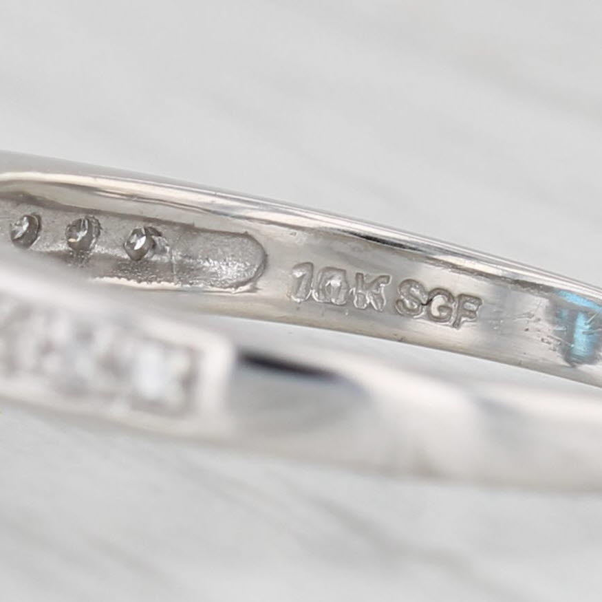 Light Gray 2.16ctw Oval Blue Topaz Diamond Ring 10k White Gold Size 6