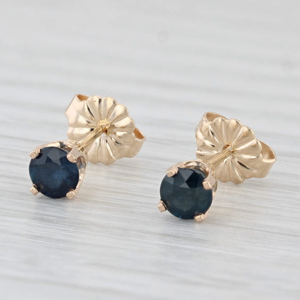 0.60ctw Blue Sapphire Solitaire Stud Earrings 14k Yellow Gold