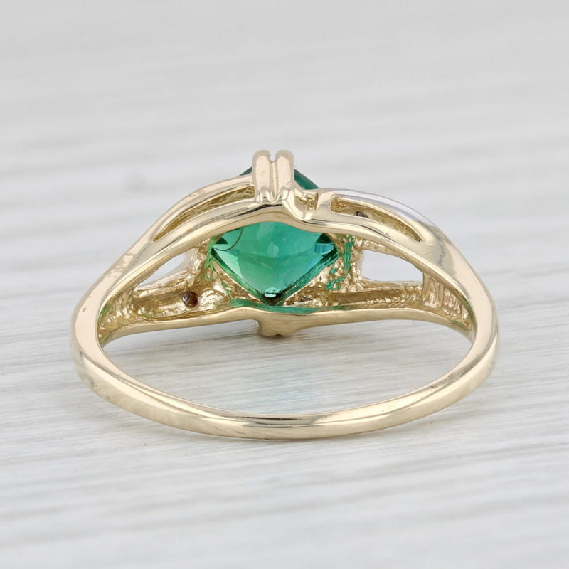 0.75ct Lab Created Emerald Diamond Ring 10k Yellow Gold Size 5.5