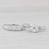 Vintage 0.49ctw Diamond Engagement Ring Wedding Band Bridal Set 14k White Gold