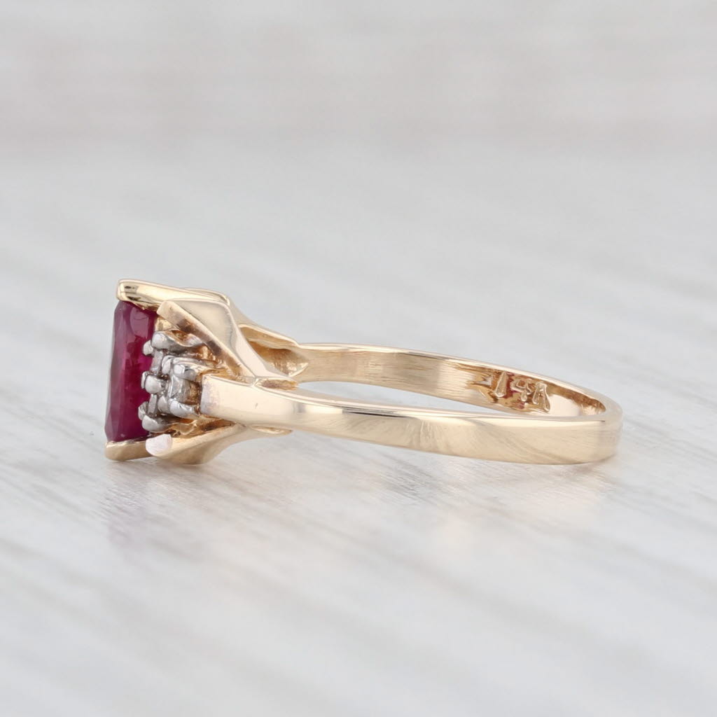 Light Gray 0.37ctw Marquise Ruby Diamond Ring 14k Yellow Gold Size 3.25