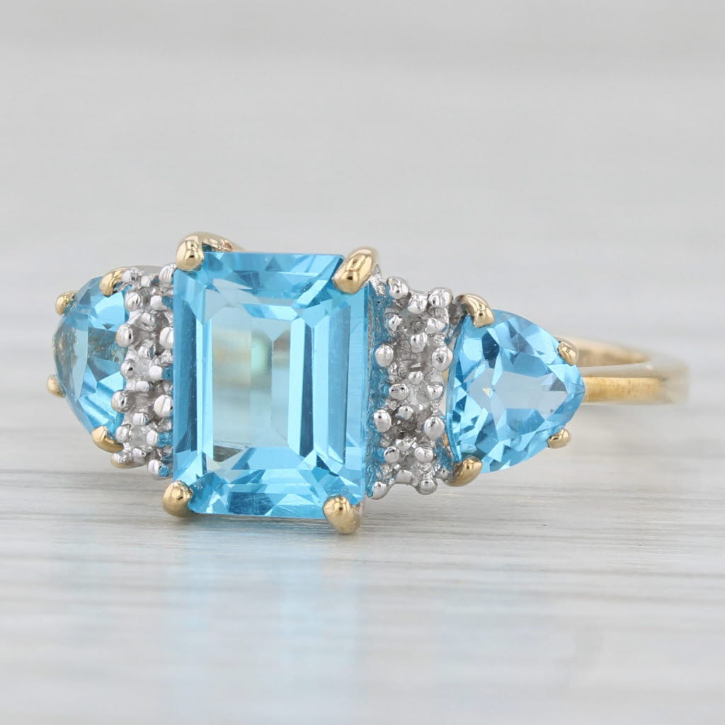 Light Gray 2.70ctw Blue Topaz Diamond Ring 10k Yellow Gold Size 7